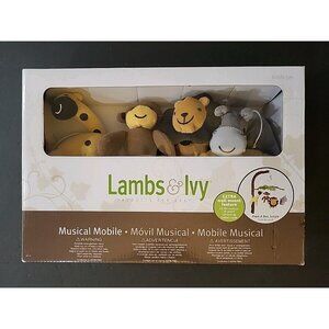Lambs & Ivy Jungle Animals Musical Baby Crib Mobile Soother Elephant Lion NEW